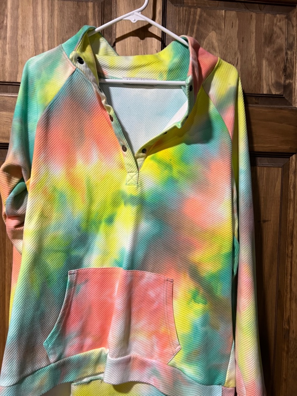 Michelle Mae Tie-Dye Hoodie in Yellow, Green & Aqua